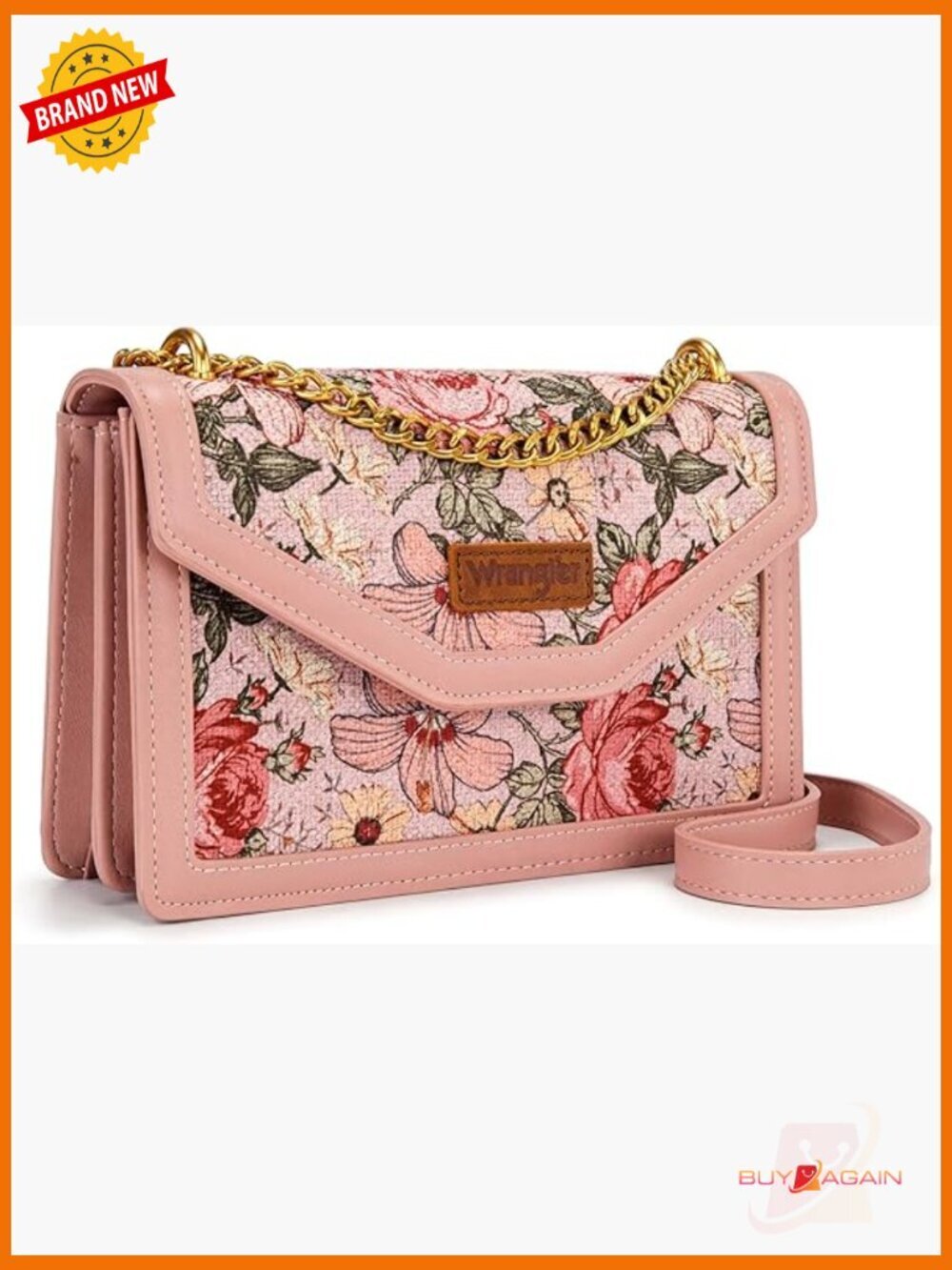 Vegan Leather Flap Crossbody with Chain Strap - Removable 25" Drop